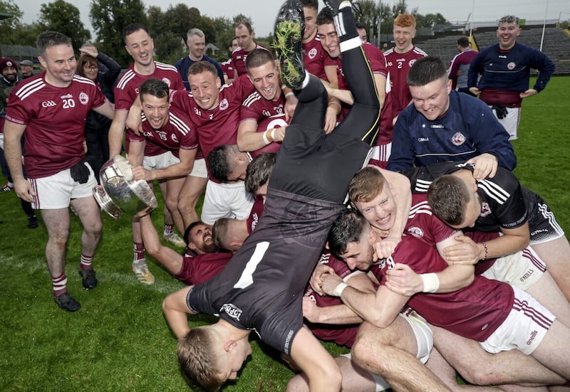 Ballybay players celebrate after winning the Monaghan Senior Football Championship 