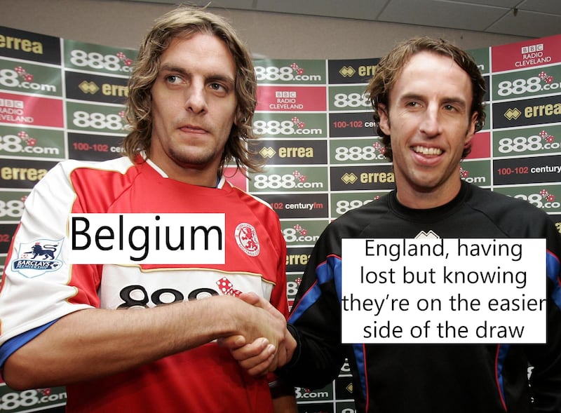 England losing to Belgium meme