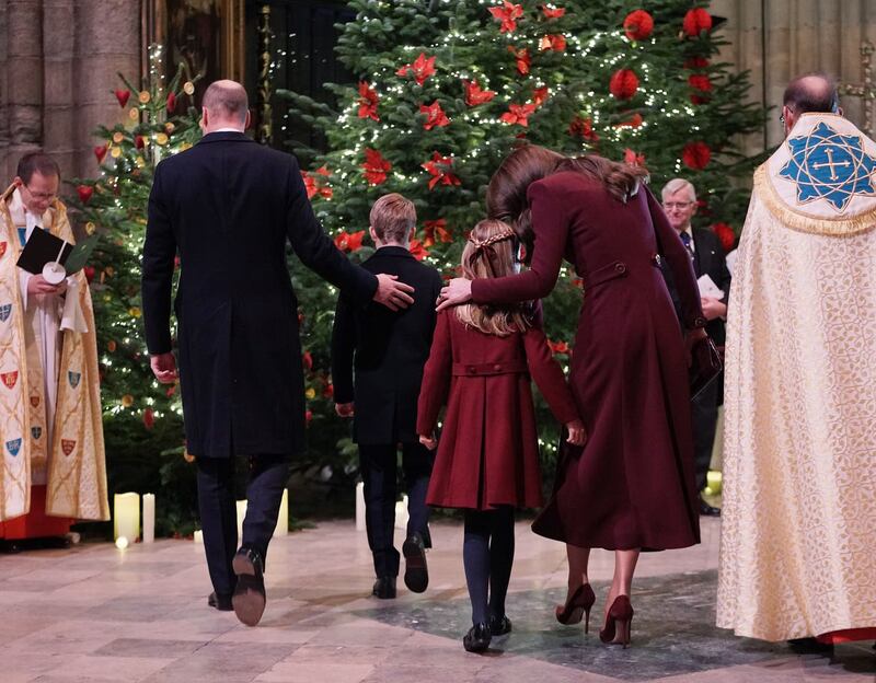 The Prince and Princess of Wales with their eldest children Prince George and Princess Charlotte (Yui Mok/PA)