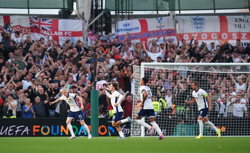 Jack Grealish (second left) was on the scoresheet for England