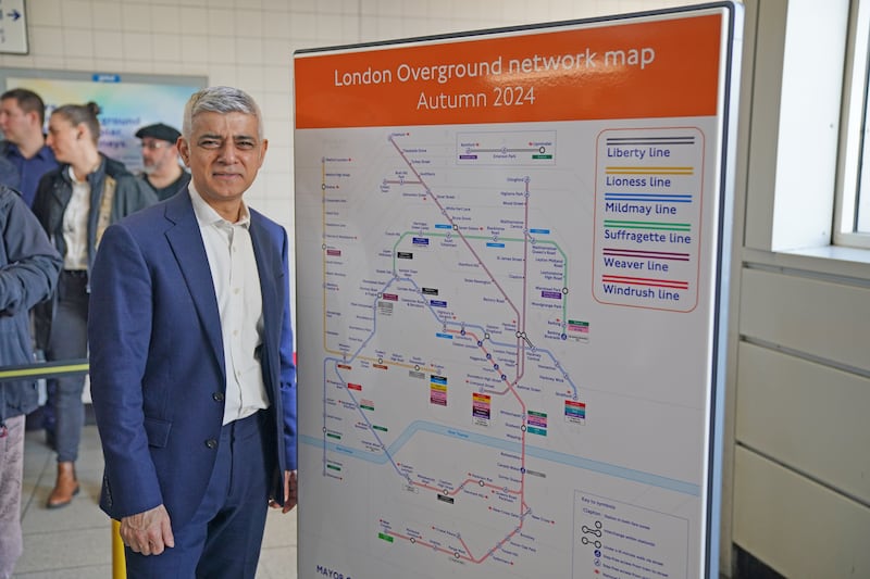 Mayor of London Sadiq Khan announced in February that London Overground lines would be given names and colours