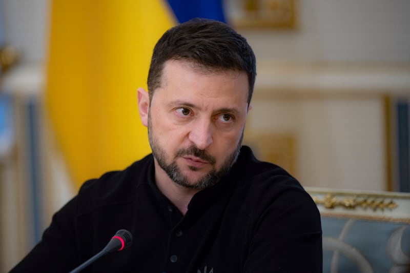 Ukrainian President Volodymyr Zelensky said his government had intelligence that 10,000 North Korean soldiers were being prepared to join invading Russian forces (Ukrainian Presidential Press Office via AP)