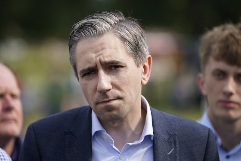 Taoiseach Simon Harris speaking to members of the media