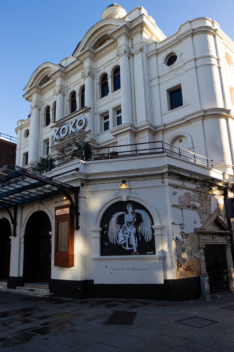 A new graffiti artwork of Amy Winehouse appeared on the front of KOKO by street artist Bambi, the day before Amy Winehouse’s birthday (Sat 14th Sept). Credit: Ginny PA.