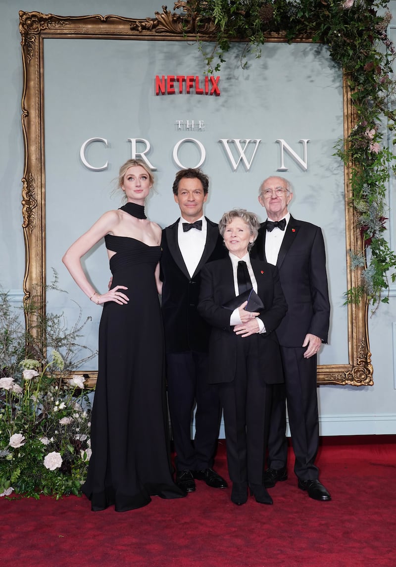 Elizabeth Debicki, Dominic West, Imelda Staunton and Sir Jonathan Pryce at the world premiere of The Crown