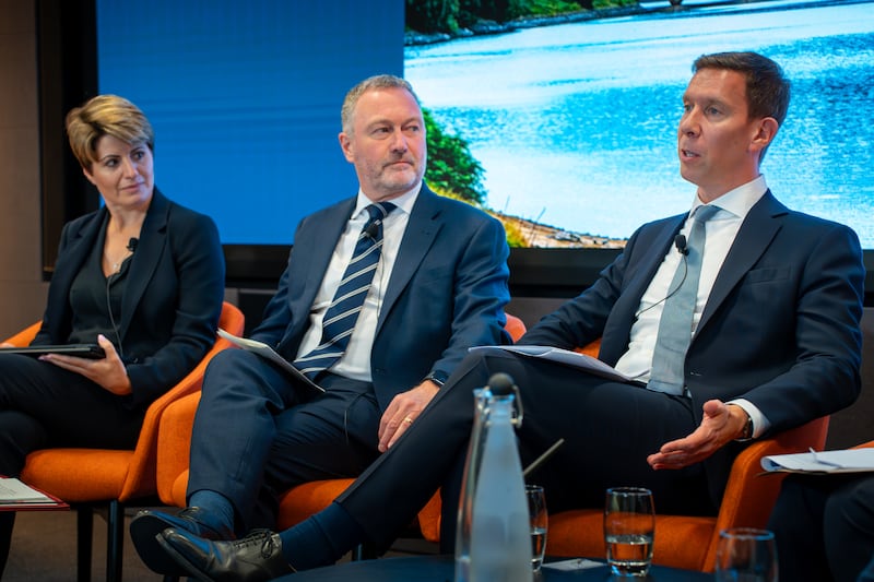 Emma Hardy, minister for water and flooding, Steve Reed, Environment Secretary and Lord Livermore, Financial Secretary to the Treasury, at the roundtable