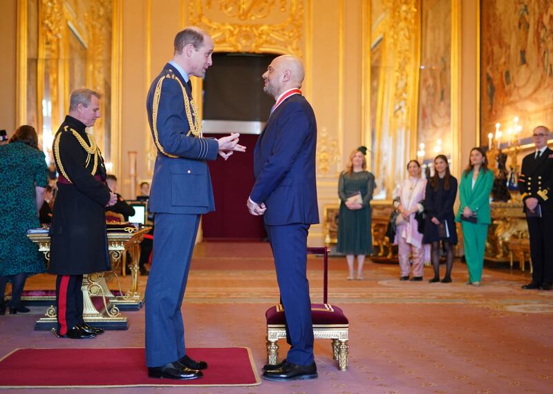 Former chancellor Sajid Javid is given a knighthood by the Prince of Wales