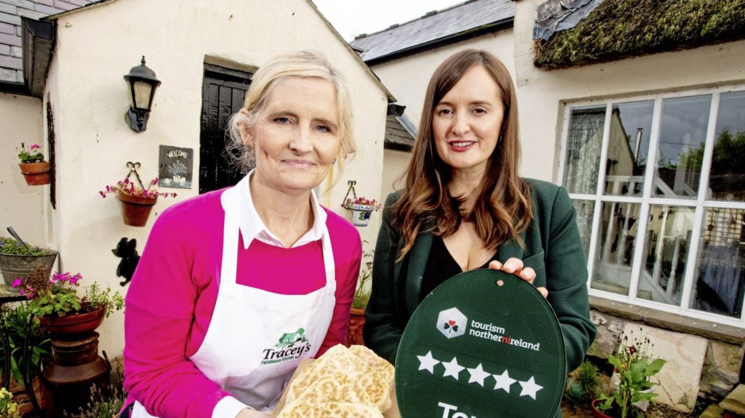 Tracey Jeffery of Tracey&#39;s Farmhouse Kitchen with Samantha Corr from Tourism NI 