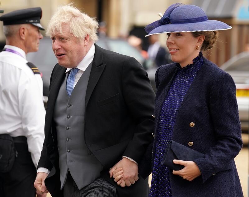 Former prime minister Boris Johnson and his wife Carrie Johnson