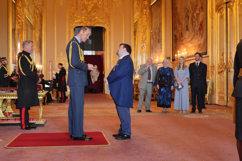 James Martin said he chatted to the Prince of Wales about football during the investiture ceremony at Windsor Castle