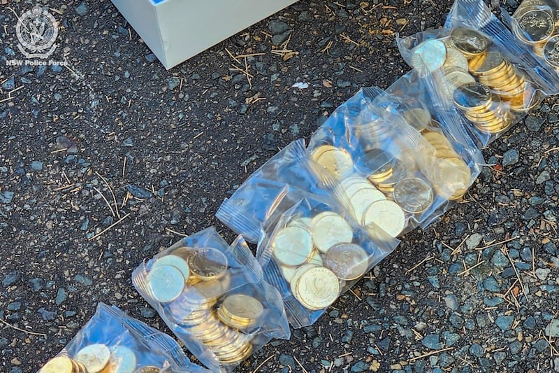 Some of the 40,000 stolen limited edition Bluey coins (New South Wales Police via AP)