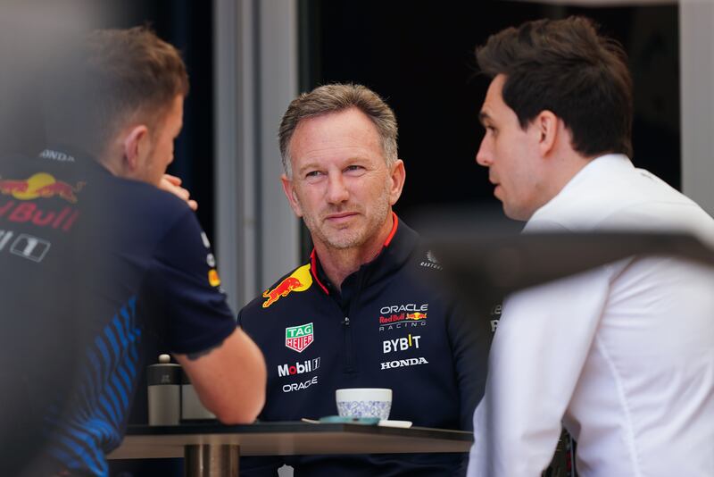 Red Bull team principal Christian Horner, in the paddock on Friday, has denied claims of “inappropriate behaviour”