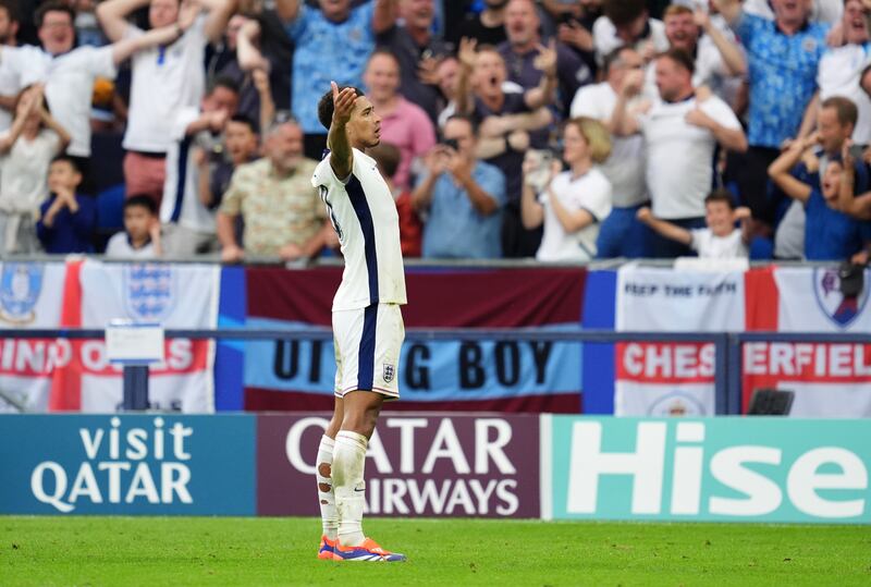 England’s Jude Bellingham celebrates his goal against Slovakia