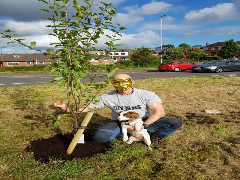 The Phantom Planter with a Blood of the Boyne heritage apple tree.