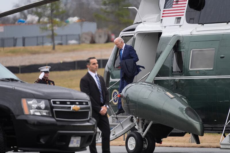 President Joe Biden arrives at Walter Reed National Military Medical Centre (Evan Vucci/AP)