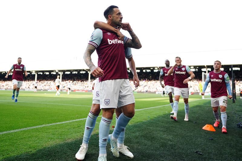 Danny Ings, centre, struck late for West Ham