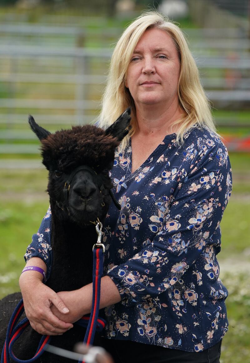 Helen Macdonald with Geronimo at her farm in south Gloucestershire days before he was put down