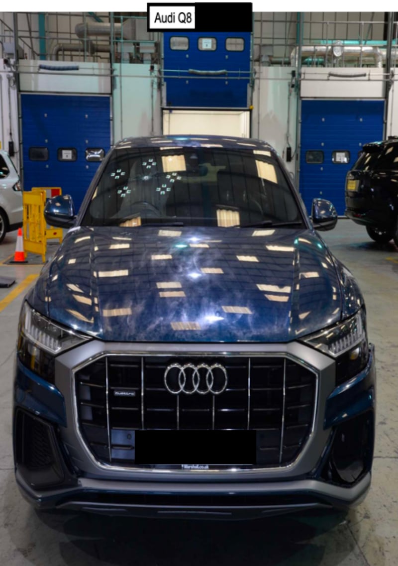 The blue Audi Q8 that Chris Kaba was in when he died