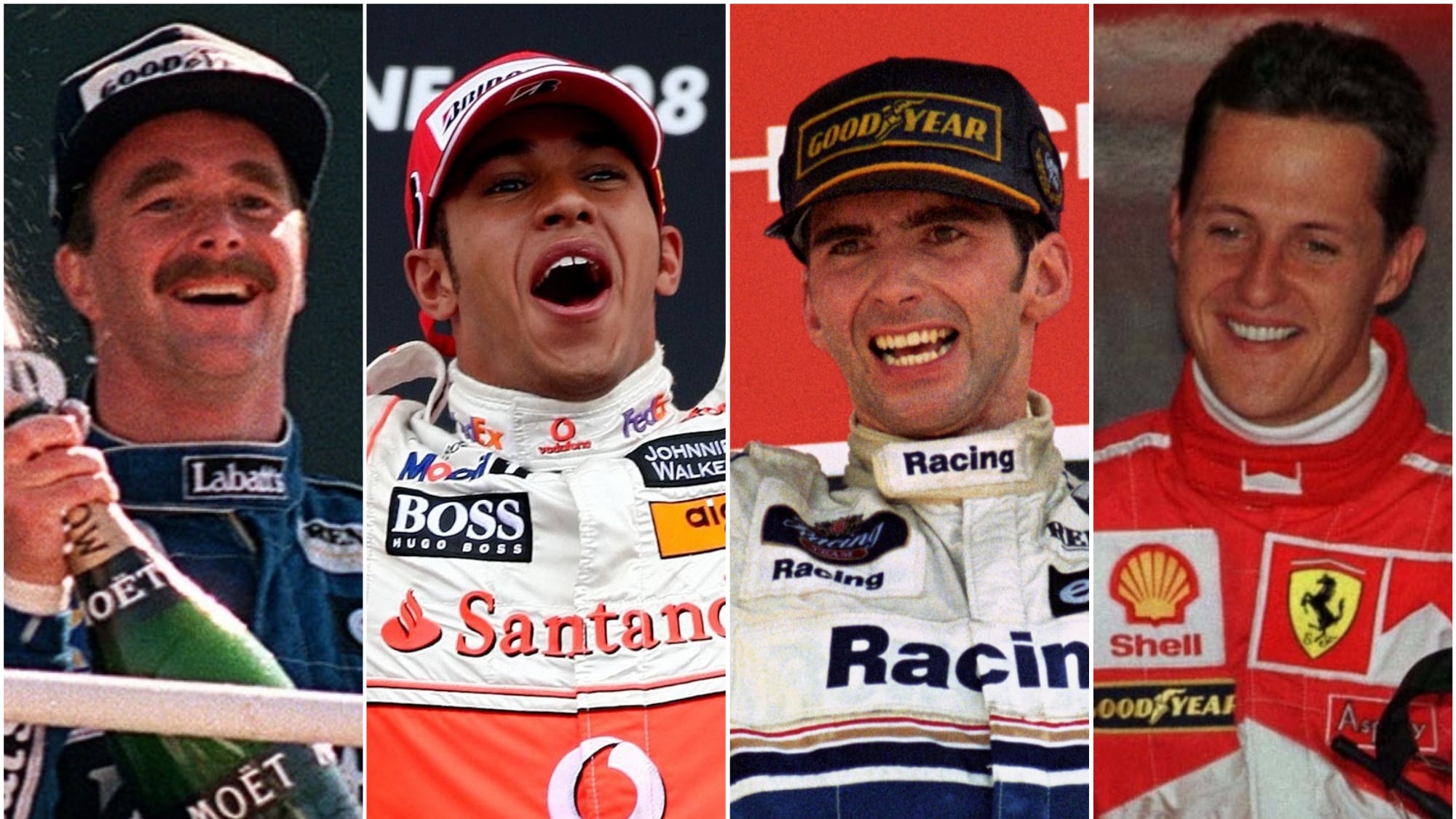 Nigel Mansell (left to right) Lewis Hamilton, Damon Hill and Michael Schumacher have all won the British Grand Prix