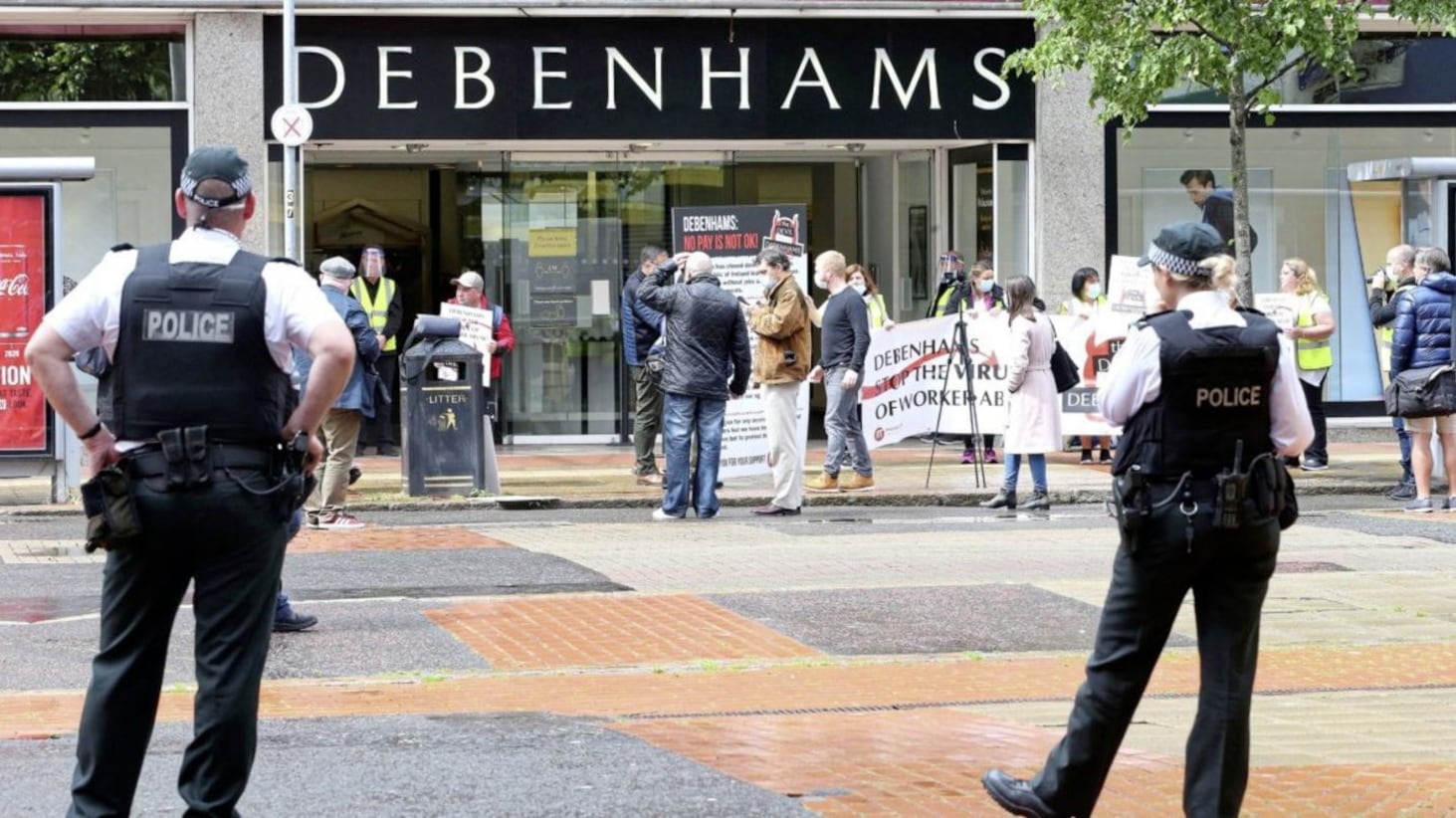 Debenhams workers from across the Republic gathered at the protest outside the Belfast store on Royal Avenue. Picture by Mal McCann 