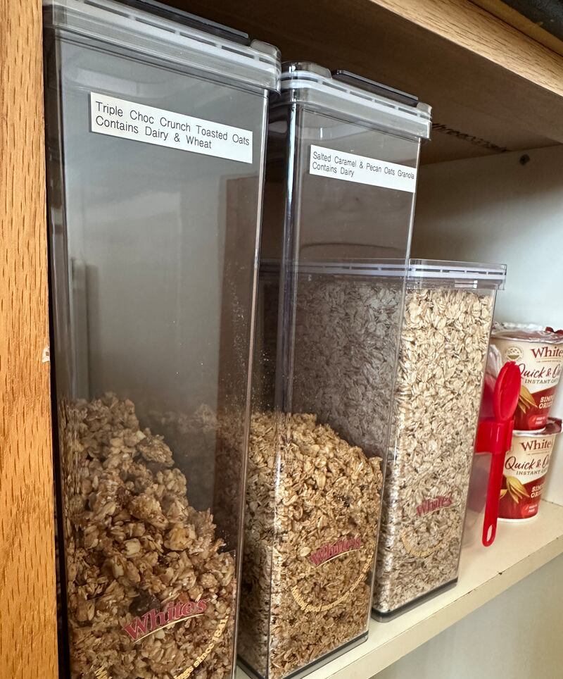 Cereals in clear food containers