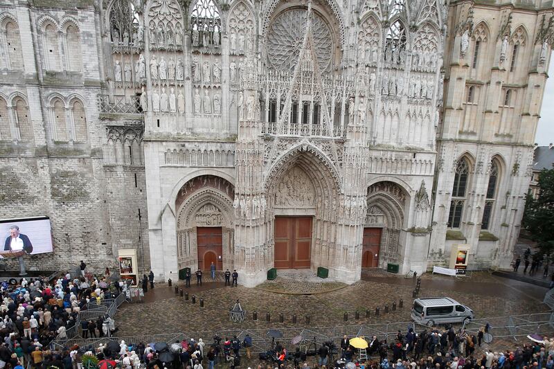 The medieval cathedral in Rouen is widely known from a series of paintings by Claude Monet (AP Photo/Michel Euler, File)