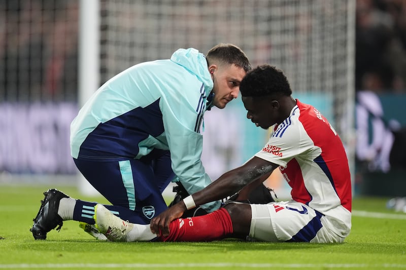 Bukayo Saka was forced off with an injury against Chelsea