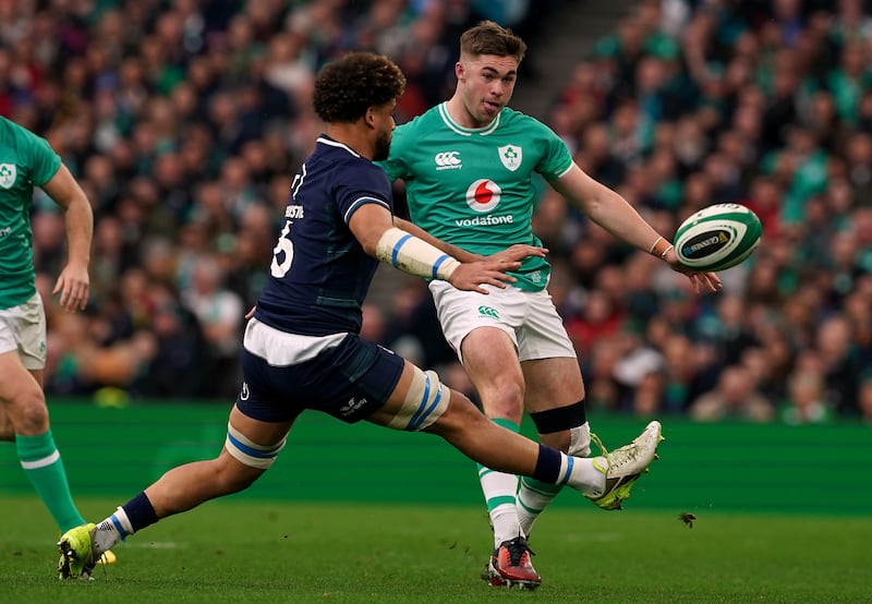 Jack Crowley, right, has taken over from Johnny Sexton as Ireland’s first-choice fly-half