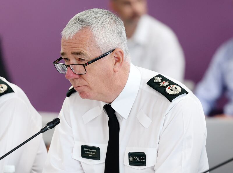 Press Eye - Belfast - Northern Ireland - 1st August 2024


PSNI Chief Constable Jon Boutcher and his senior team meet with the Northern Ireland Policing Board for their monthly public meeting at the boards office in the gas Works, Belfast. 

Chief Constable Jon Boutcher

Picture by Jonathan Porter/PressEye