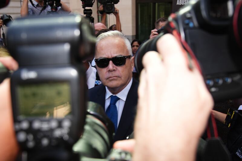 Huw Edwards leaving Westminster Magistrates’ Court earlier this year