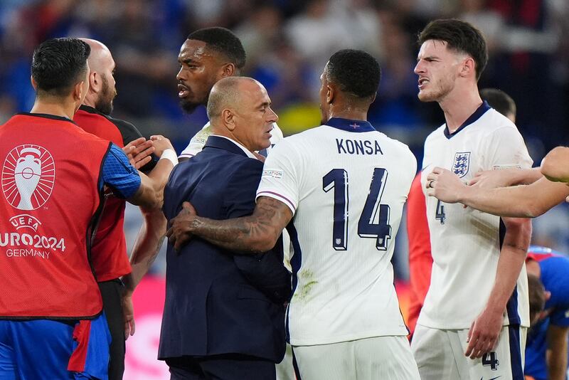 Slovakia manager Francesco Calzona played down an incident with Declan Rice after the match