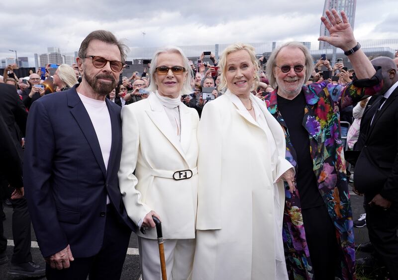 Bjorn Ulvaeus, Anni-Frid Lyngstad, Agnetha Faltskog and Benny Andersson attending the Abba Voyage digital concert launch at the ABBA Arena