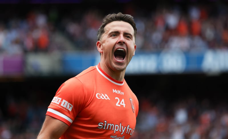 Armagh celebrate  during Sunday’s All-Ireland SFC Final at Croke Park in Dublin. 
PICTURE COLM LENAGHAN