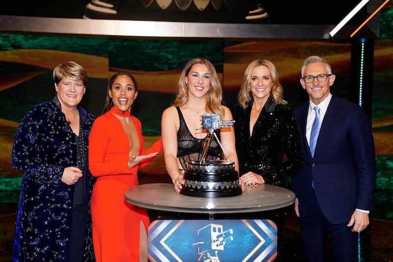 Last year’s SPOTY, won by Mary Earps (centre), was the last to be co-presented by Gary Lineker (right)