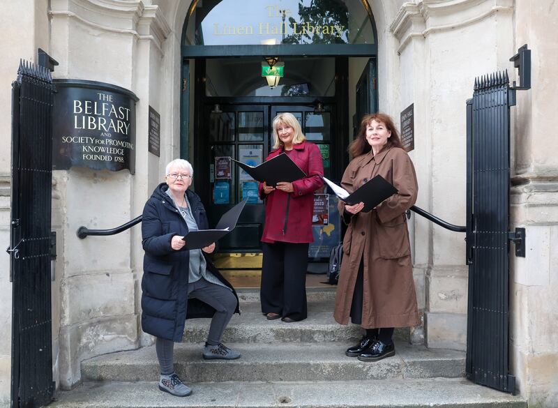 Carol Moore, Libby Smith and Maggie Cronin three actresses who tell the story of Northern Irish suffragists in their play Shrieking Sisters. PICTURE: MAL MCCANN