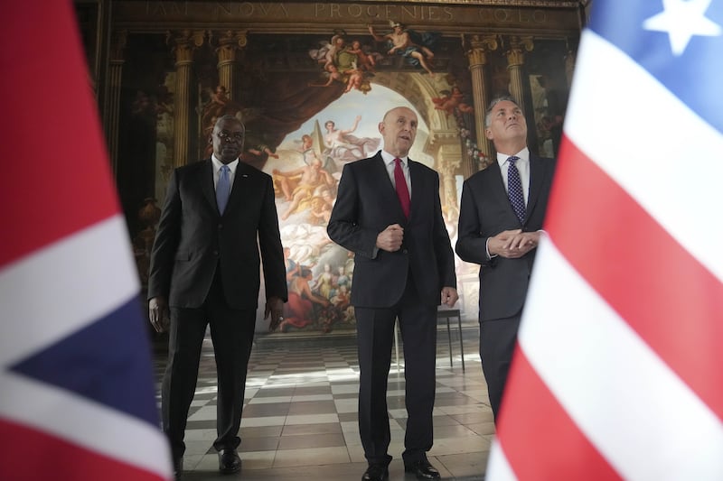 US defence secretary Lloyd Austin, UK Defence Secretary John Healey, and Australian deputy prime minister Richard Marles held Aukus meetings in Greenwich, London