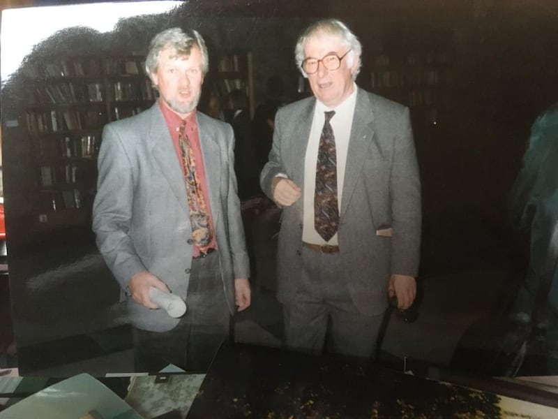 Tom Morgan with fellow poet and teacher Seamus Heaney