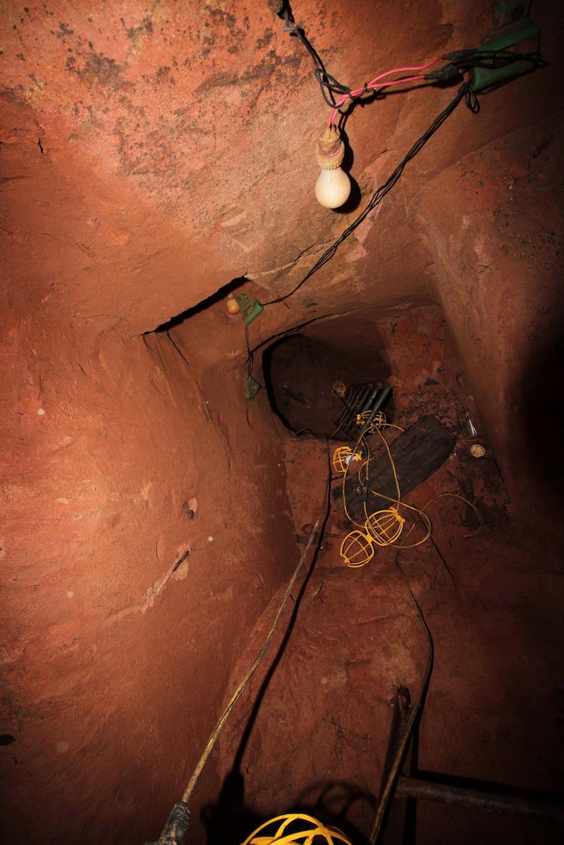 Ladders leading down into the shelter