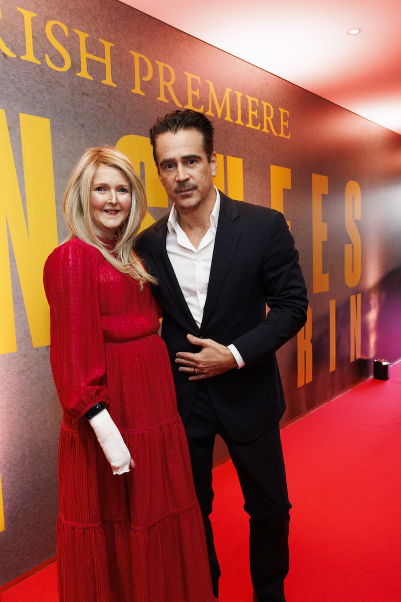 Colin Farrell and his friend Emma Fogarty at the Irish premiere of The Banshees of Inisherin