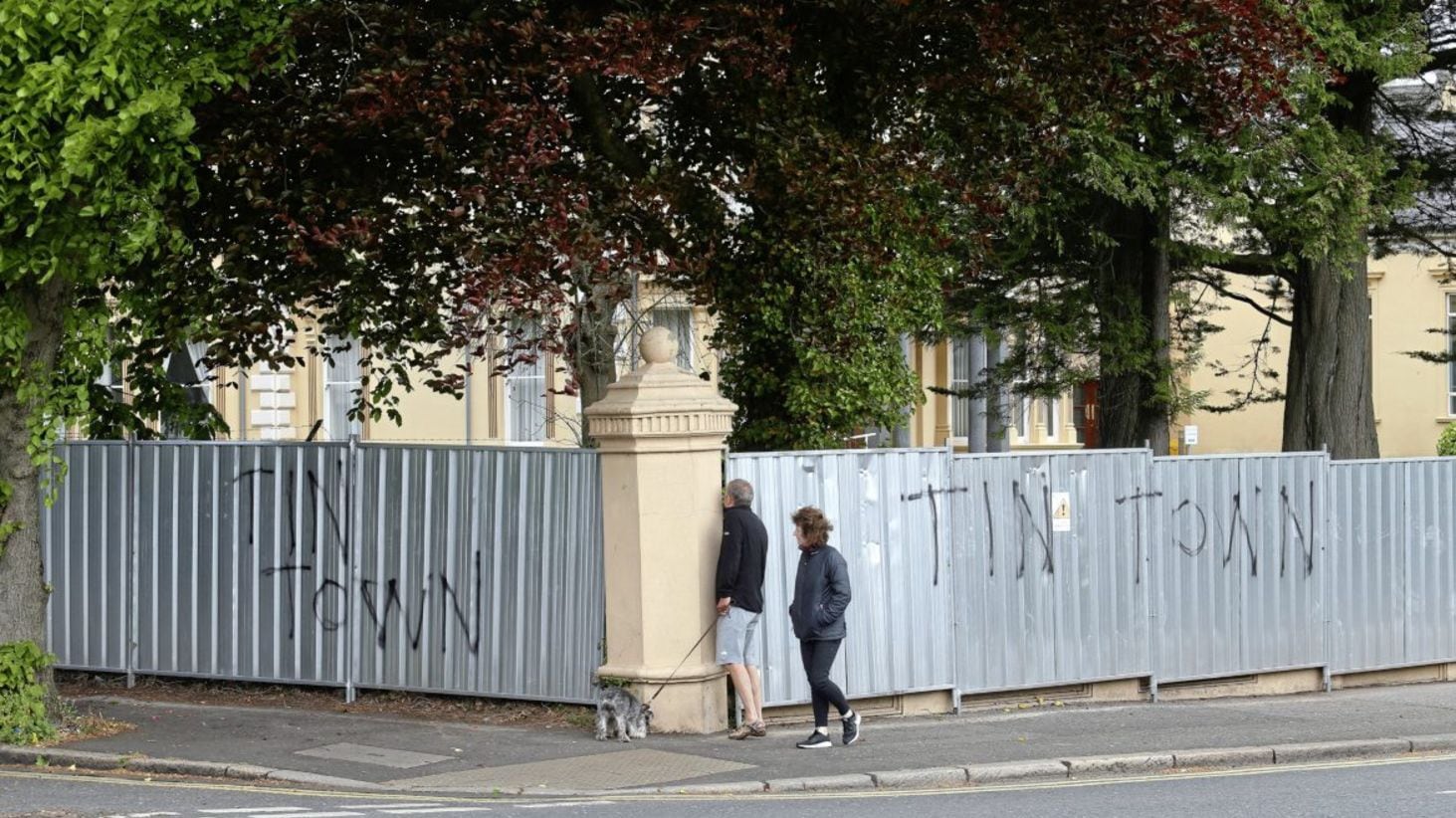 Metal fencing around the Chinese Consulate on Malone Road in south Belfast. Picture by Mal McCann 