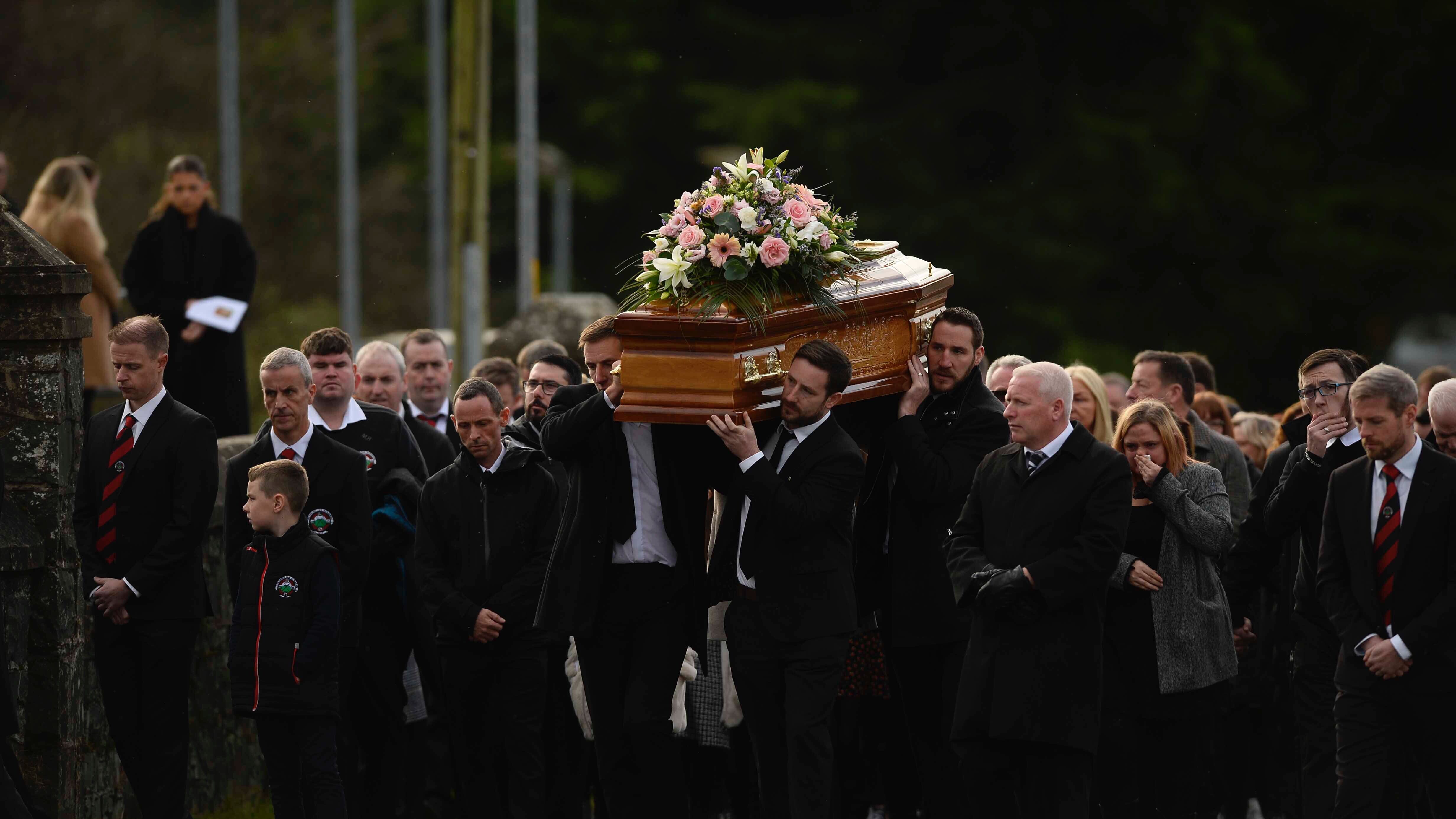 Family and friends attend the funeral of Ciera Grimley at St Josephs Church Madden, Co Armagh. Picture by Mark Marlow