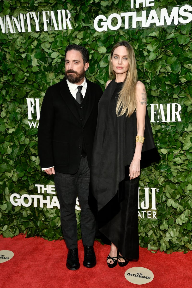 Pablo Larrain, left, and Angelina Jolie attend The Gothams Film Awards at Cipriani Wall Street (Evan Agostini/Invision/AP)