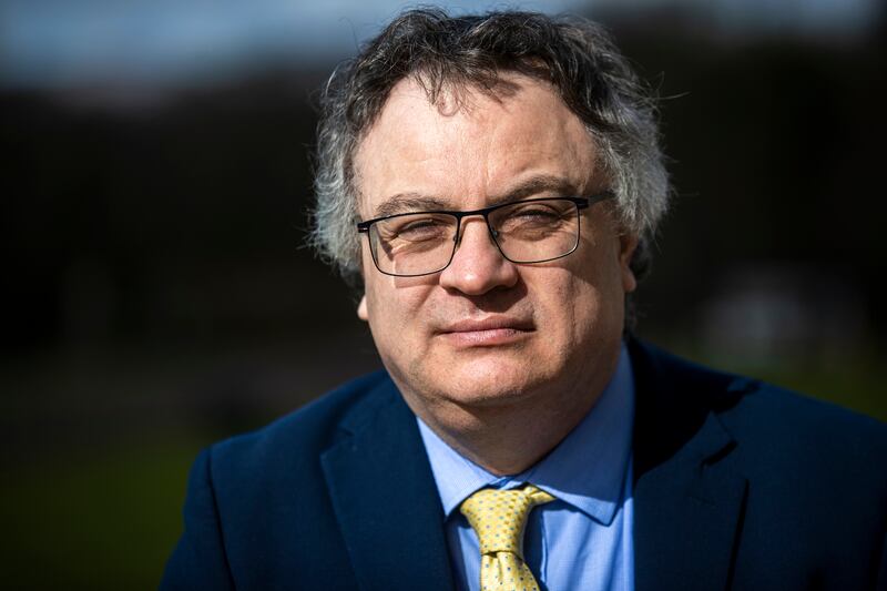 Stephen Farry MP, deputy leader of the Alliance Party of Northern Ireland, at Parliament Buildings on the Stormont estate in Belfast, ahead of the 25th anniversary of the Belfast/Good Friday Agreement. PA Photo. Picture date: Thursday April 06 2023. See PA story ULSTER Agreement Alliance. Photo credit should read: Liam McBurney/PA Wire