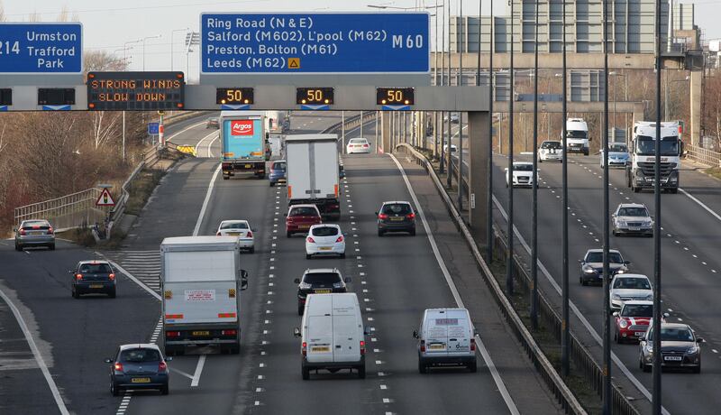 A general view of a section of the M60 ring-road motorway around Manchester.