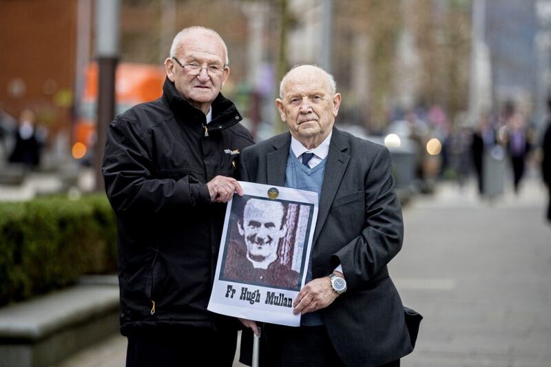 Robert &#39;Bobby&#39; Clarke (right) who was the first person shot in the Ballymurphy Massacre, with Patsy Mullan, the brother of Father Hugh Mullan who was shot and died coming to the assistant of Mr Clarke 