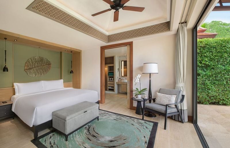 The bedroom at the serenity pool villa.