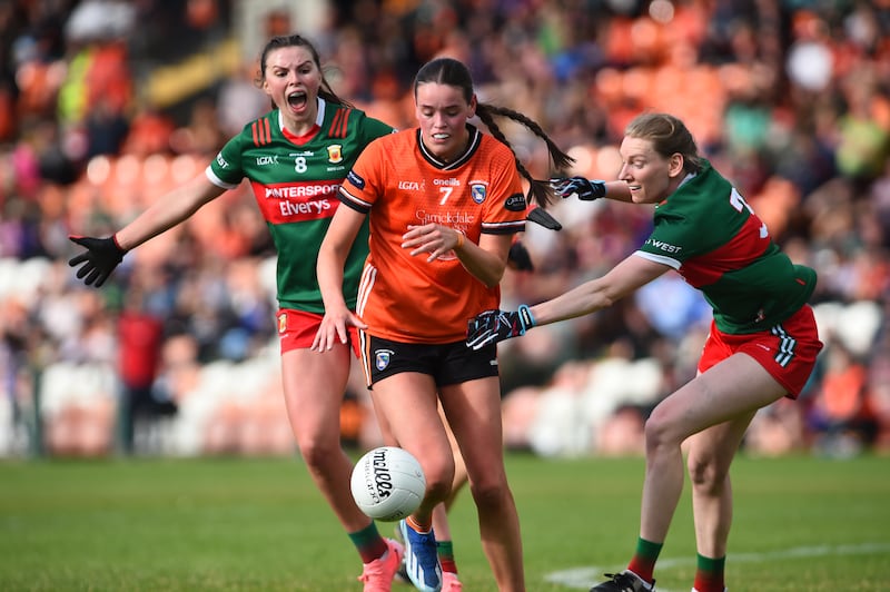 Dearbhla Coleman competing for the ball against Mayo