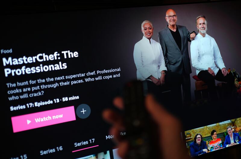 The BBC iPlayer app displaying an episode of Masterchef: The Professionals available to watch on demand