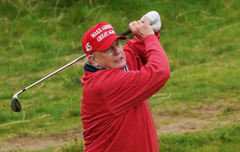 US president Donald Trump on the 15th hole at Trump International Golf Links & Hotel in Doonbeg, County Clare