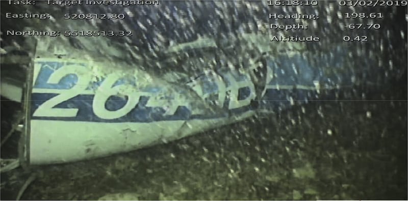 The wreckage of the plane which crashed into the Channel i 2019, killing footballer Emiliano Sala (AAIB)